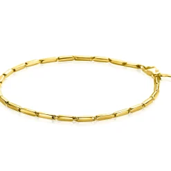 Discount Zinzi Gold 14 krt gouden armband met stoere rechthoekige staafjes (2mm breed) met vierkante buis 18cm ZGA452