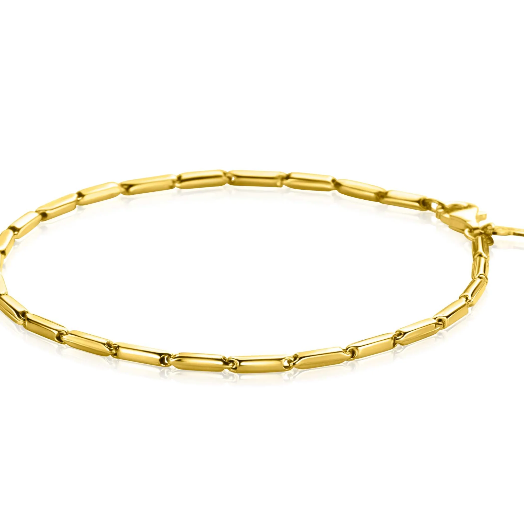 Discount Zinzi Gold 14 krt gouden armband met stoere rechthoekige staafjes (2mm breed) met vierkante buis 18cm ZGA452