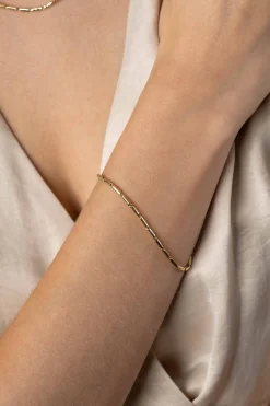 Discount Zinzi Gold 14 krt gouden armband met stoere rechthoekige staafjes (2mm breed) met vierkante buis 18cm ZGA452