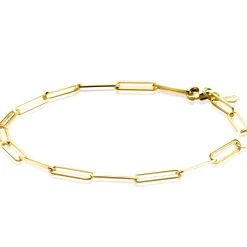 New Zinzi Gold 14 krt gouden armband met trendy paperclip/closed for ever schakels 3mm breed, lengte 19cm ZGA386