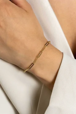 New Zinzi Gold 14 krt gouden armband met trendy paperclip/closed for ever schakels 3mm breed, lengte 19cm ZGA386