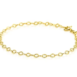 New Zinzi Gold 14 krt gouden armband met bewerkte ovale schakels 3mm breed 19cm ZGA538