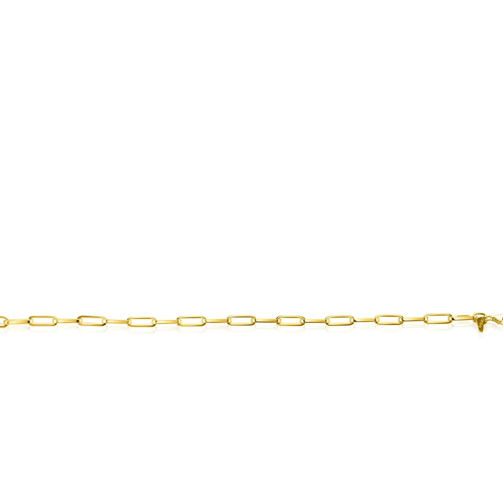 Online Zinzi Gold 14 krt gouden armband met trendy paperclip/closed for ever schakels 4mm breed, lengte 19cm ZGA347