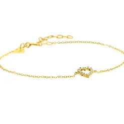 Best Zinzi Gold 14 krt gouden armband met sierlijk open hartje (7mm), bezet met witte zirconia's 16,5-19,5cm ZGA450
