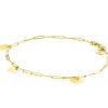 Zinzi Gold 14 krt gouden armband met trendy paperclip schakels 1,8mm breed met drie gladde harten, lengte 19cm ZGA342