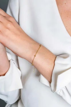 Clearance Zinzi Gold 14 krt gouden bolletjes armband 3mm breed, lengte 16-19cm ZGA311