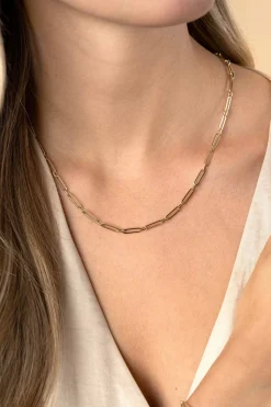 Best Zinzi Gold 14 krt gouden closed for ever schakelketting met tussenoog (3mm breed) 45cm ZGC470