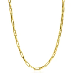 New Zinzi Gold 14 krt gouden collier 45cm met trendy paperclip/closed for ever schakels 4mm breed ZGC347