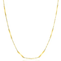 Hot Zinzi Gold 14 krt gouden fijne massieve schakelketting met dertien lange gladde plaatjes 45cm ZGC490
