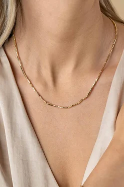 New Zinzi Gold 14 krt gouden ketting met stoere rechthoekige staafjes (2mm breed) met vierkante buis 43cm ZGC452