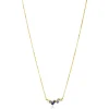 Online Zinzi Gold 14 krt gouden ketting 45cm, in het midden bezet met fijne witte, lichtblauwe en donkerblauwe zirconia's ZGC381