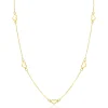 Clearance Zinzi Gold 14 krt gouden ketting met subtiele jasseron schakels en vijf open hartjes 5mm breed 42-45cm ZGC504