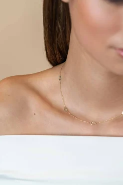 Clearance Zinzi Gold 14 krt gouden ketting met subtiele jasseron schakels en vijf open hartjes 5mm breed 42-45cm ZGC504