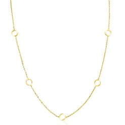 Hot Zinzi Gold 14 krt gouden ketting met subtiele jasseron schakels en zeven open rondjes 6,5mm breed 42-45cm ZGC445