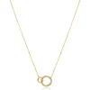 Clearance Zinzi Gold 14 krt gouden ketting met twee open rondjes, mooi met elkaar verbonden. Het groter rondje (11mm) is bezet met witte zirconia's 40-43cm ZGC460