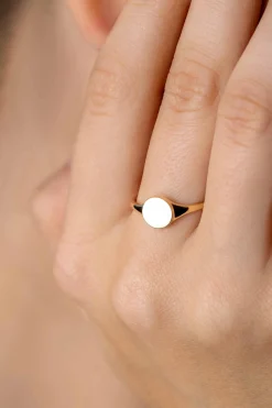 Hot Zinzi Gold 14 krt gouden monogram ring met ovaal plaatje van 7mm ZGR406