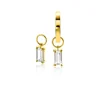 Hot Zinzi Gold 14 krt gouden oorbedels bezet met baquette geslepen witte zirconia 7mm in chatonzetting ZGCH424 (zonder oorringen)