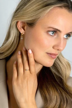 New Zinzi Gold 14 krt gouden oorbedels in ronde vorm bezet met witte zirconia 5mm ZGCH421 (zonder oorringen)