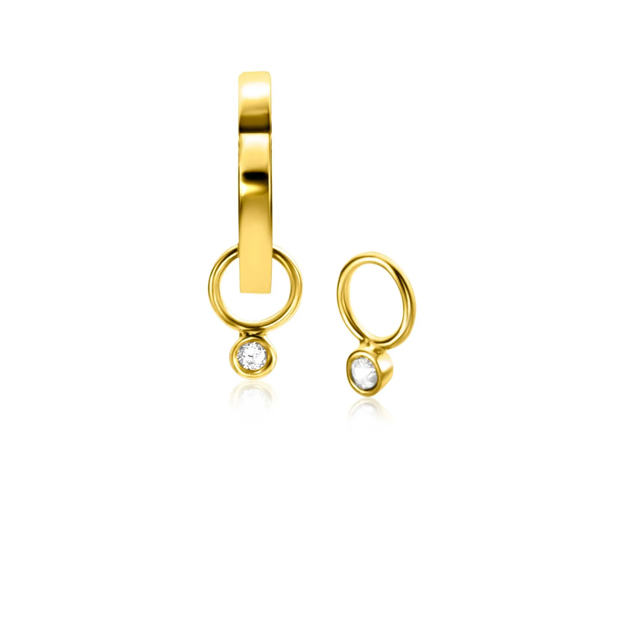 Clearance Zinzi Gold 14 krt gouden oorbedels bezet met een kleine ronde zirconia 2,5mm ZGCH420 (zonder oorringen)