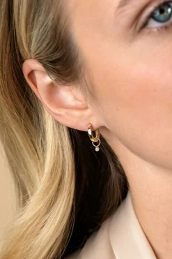 Clearance Zinzi Gold 14 krt gouden oorbedels bezet met een kleine ronde zirconia 2,5mm ZGCH420 (zonder oorringen)