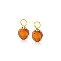 Clearance Zinzi Gold 14 krt gouden oorbedels bruine beads 8mm ZGCH144BR (zonder oorringen)