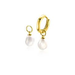 New Zinzi Gold 14 krt gouden oorbedels met witte parels in natuurlijke vorm 6,5mm ZGCH405 (zonder oorringen)