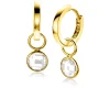 Hot Zinzi Gold 14 krt gouden oorbedels in ronde vorm bezet met witte zirconia 7mm ZGCH391 (zonder oorringen)