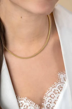 Sale Zinzi Gold 14 krt gouden popcorn schakel-collier 3mm breed, lengte 43cm ZGC380