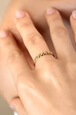 Hot Zinzi Gold 14 krt gouden ring met trendy gourmet schakel 3mm breed ZGR448