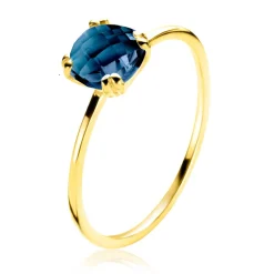 New Zinzi Gold 14 krt gouden ring waarbij een Londen topaas (6mm) is gezet in een vierkante chatonzetting ZGR537