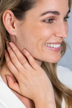 Sale Zinzi Gold 14 krt gouden ring met bolletjes scheen en bezet met drie ronde witte zirconia's in bolletjes zetting van 3mm ZGR309