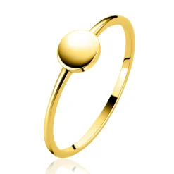 Online Zinzi Gold 14 krt gouden ring met glad rond plaatje ZGR554