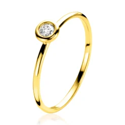 Clearance Zinzi Gold 14 krt gouden ring bezet met ronde witte zirconia 4,5mm breed ZGR371
