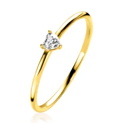 Online Zinzi Gold 14 krt gouden ring bezet met een witte zirconia in driehoekszetting (3,6mm) ZGR370