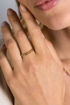 Online Zinzi Gold 14 krt gouden schakelring van 3mm breed, met de populaire paperclip-schakel ZGR346