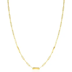 Best Zinzi Gold 14 krt gouden schakelketting met paperclip schakels (1,8mm breed) en drie gladde plaatjes 45cm ZGC443