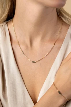 Best Zinzi Gold 14 krt gouden schakelketting met paperclip schakels (1,8mm breed) en drie gladde plaatjes 45cm ZGC443