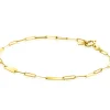 Best Zinzi Gold 14 krt gouden schakelarmband met paperclip schakels (1,8mm breed) en drie gladde plaatjes 19cm ZGA443