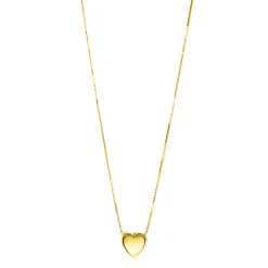 Outlet Zinzi Gold 14 krt gouden venetiaanse ketting 45cm met sierlijk glad hartje van 7mm ZGC486