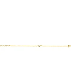 Online Zinzi gold plated zilveren koord armband bezet met een ronde witte zirconia 17-20cm ZIA2461Y
