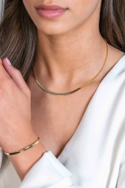 New Zinzi gold plated zilveren platte slangen-ketting 45cm 3,5mm breed ZIC2292G