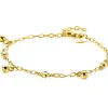 Best Zinzi gold plated zilveren schakel armband 9mm breed met witte zirkonia's en gladde bolletjes 17-19cm ZIA2658