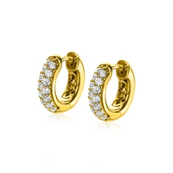 Sale Zinzi gold plated zilveren luxe oorringen 14 x 4mm witte zirconia's ZIO2317Y