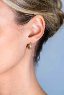 Sale Zinzi gold plated zilveren luxe oorringen 14 x 4mm witte zirconia's ZIO2317Y