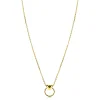 Clearance Zinzi gold plated zilveren ketting 42-45cm met glanzend hart aan een open rondje ZIC2759