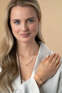 Clearance Zinzi gold plated zilveren schakelketting met gourmet en paperclip schakels en bolletjes 40-45cm ZIC2521G