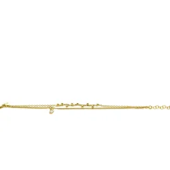 Online Zinzi gold plated zilveren multilook armband met ronde zetting witte zirconia en bolletjes 16,5-19cm ZIA2520Y