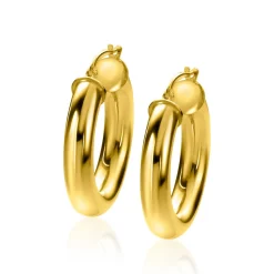 New Zinzi gold plated zilveren gladde oorringen 30x6mm rond ZIO2278G