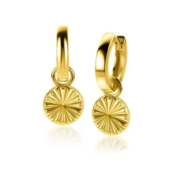 Hot Zinzi gold plated zilveren oorbedels zon met zonnestralen 10mm ZICH2296 (zonder oorringen)