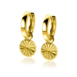 Hot Zinzi gold plated zilveren oorbedels zon met zonnestralen 10mm ZICH2296 (zonder oorringen)